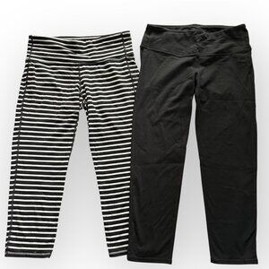 2-pair ATHLETA CHATURANGA Workout Exercise Capri Leggings SMALL